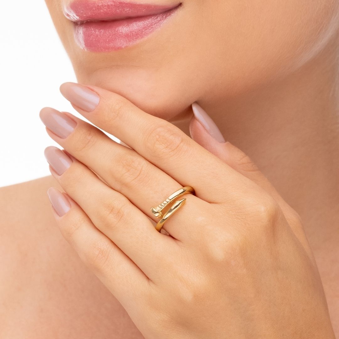 Anel Ajustável Prego Banhado a Ouro 18k