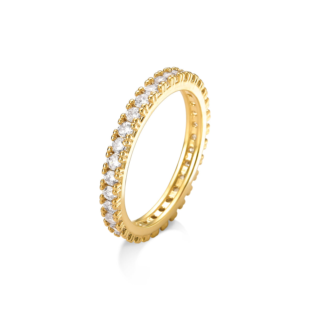 Anel Aparador Médio com Zircônias Banhado a Ouro 18k