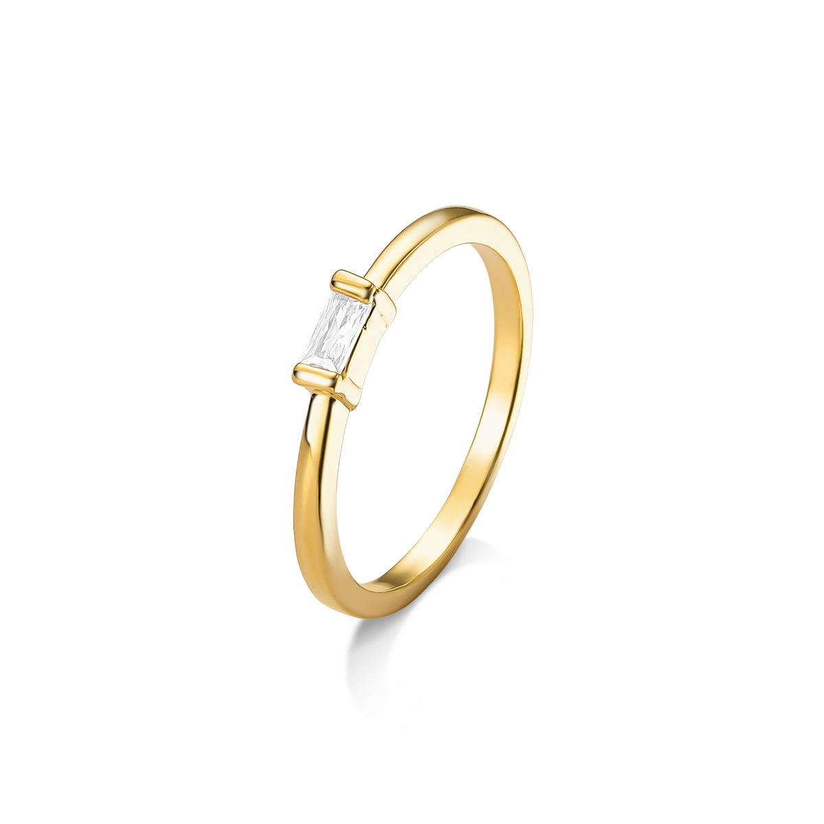 Anel Solitário com Zircônia Banhado a Ouro 18k