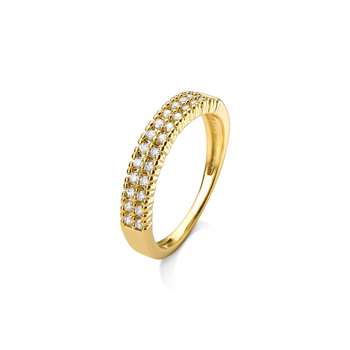 Anel Linhas com Zircônias Banhado a Ouro 18k
