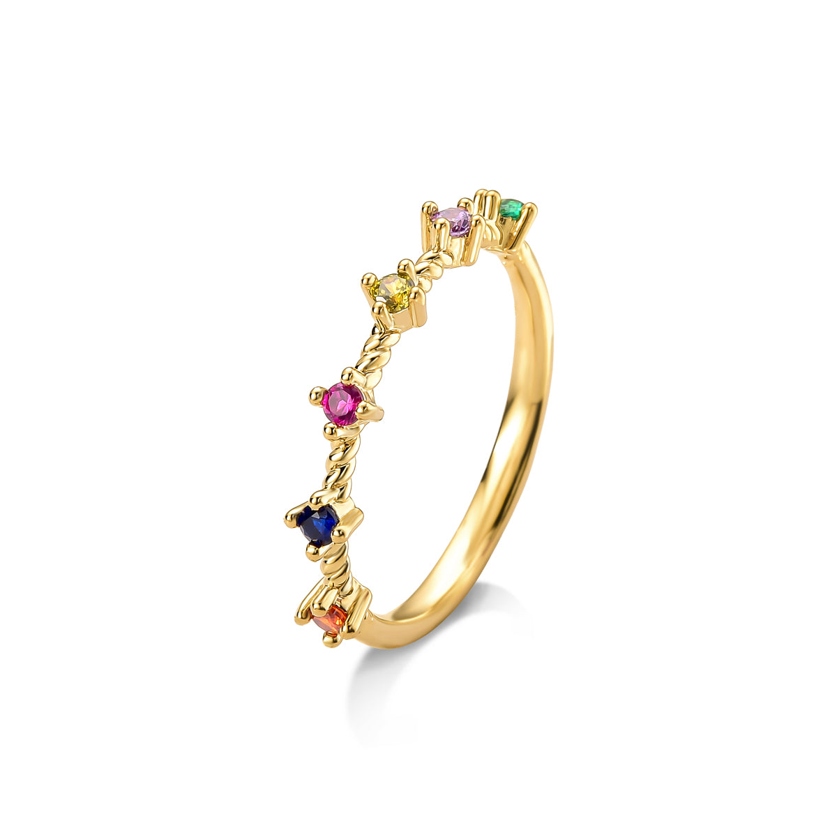Anel Cristal Colorido Banhado a Ouro 18k