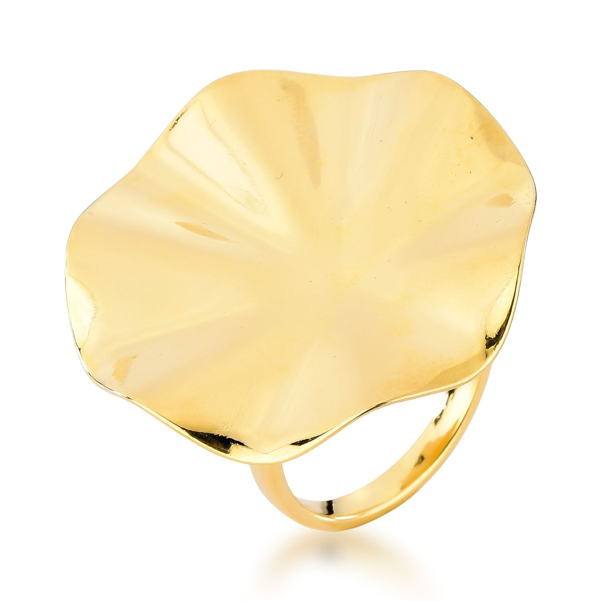 Anel Pingente Amassado Banhado a Ouro 18k