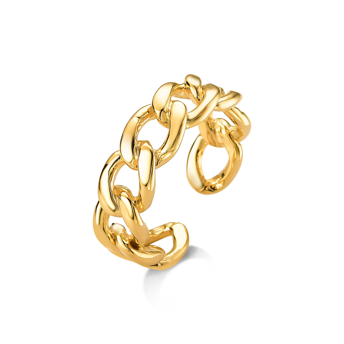 Anel Ajustável Corrente Banhado A Ouro 18K