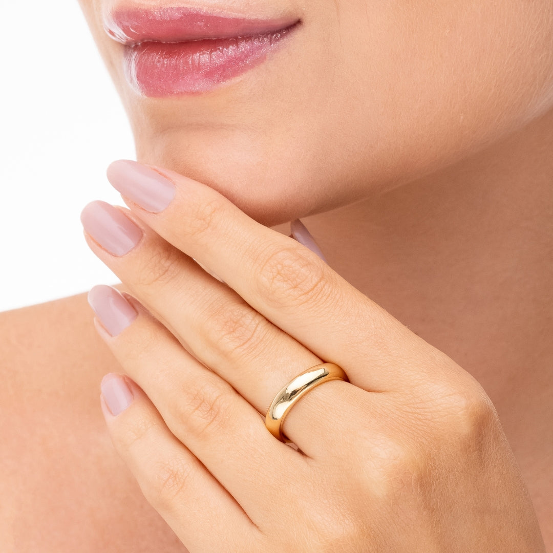 Anel Ajustável Liso 4mm Banhado a Ouro 18K