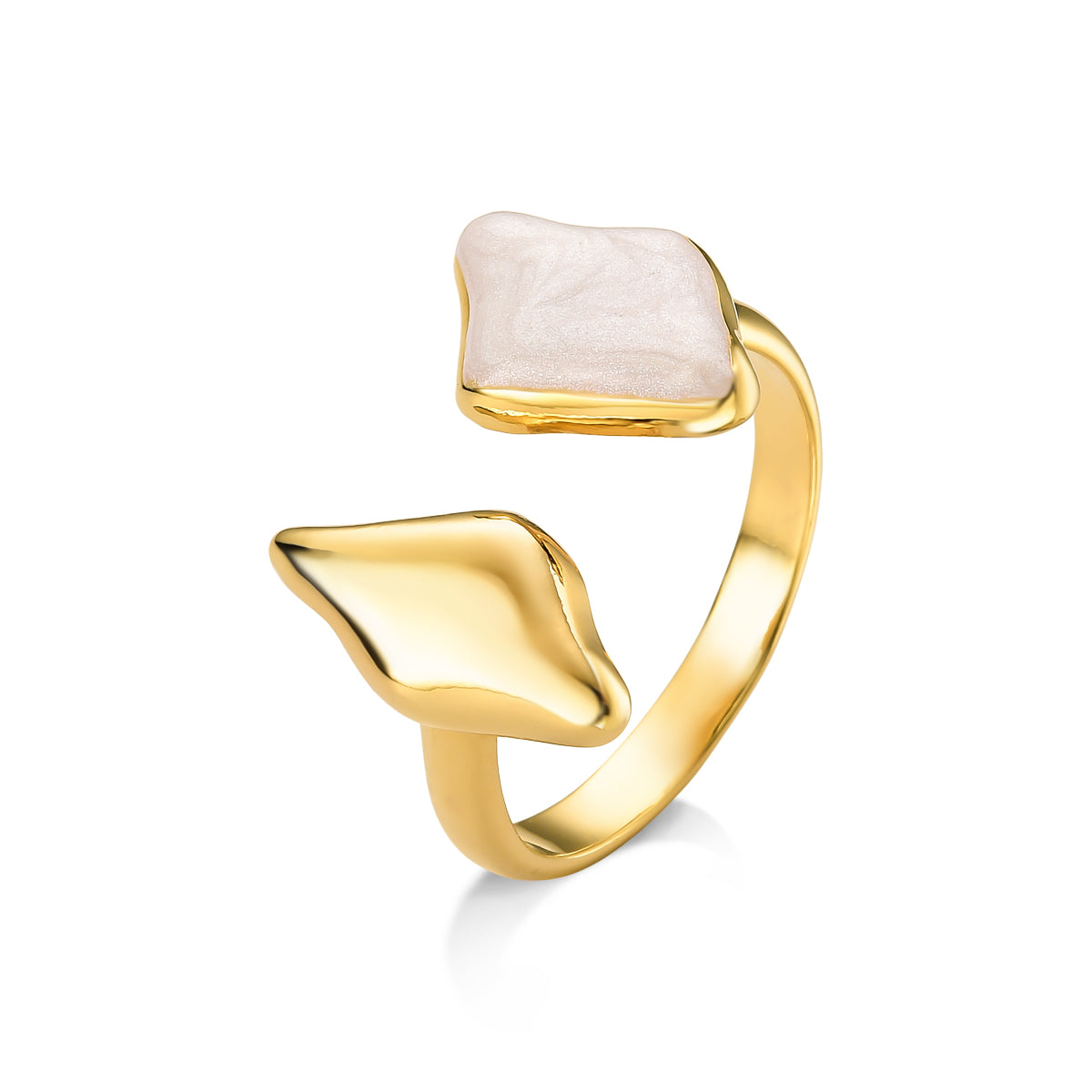 Anel Ajustável Orgânico com Resina Banhado a Ouro 18K