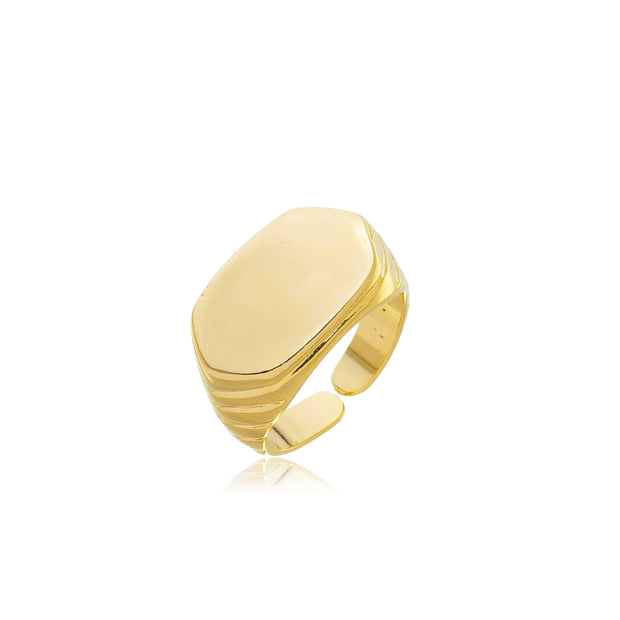 Anel Ajustável Elipse Banhado A Ouro 18K
