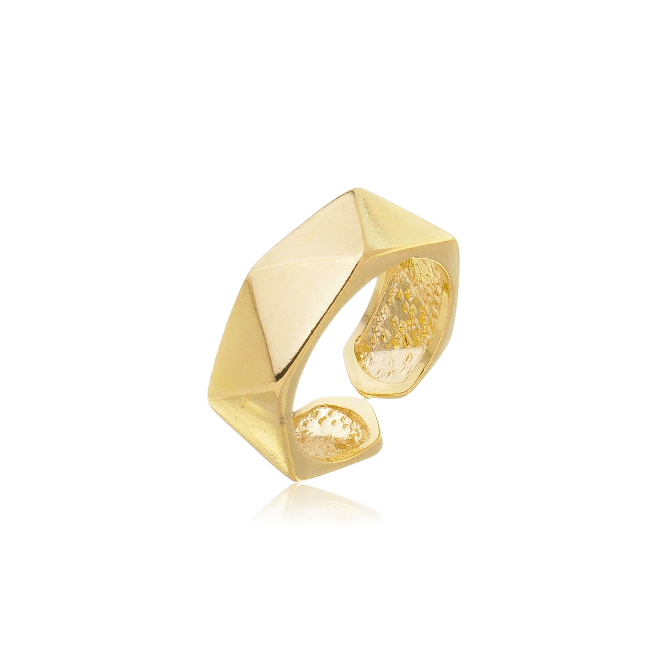 Anel Ajustável Prisma Banhado A Ouro 18K