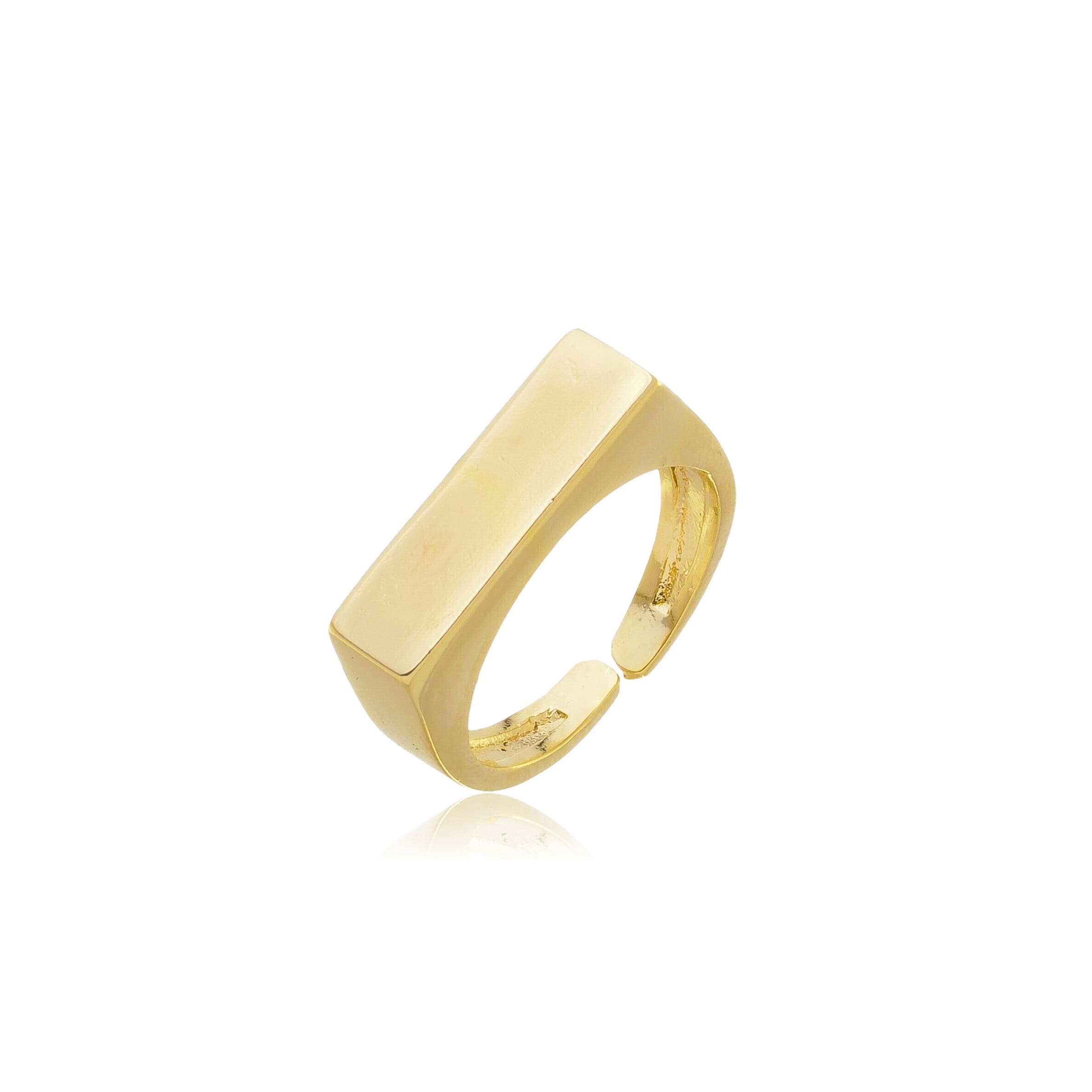 Anel Ajustável Rectangle Banhado A Ouro 18K