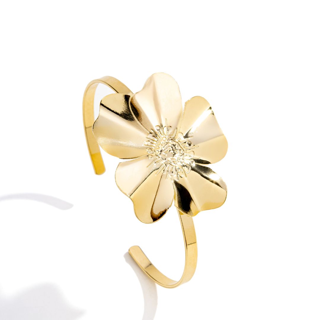 Bracelete Flor Delicado Banhado a Ouro 18K