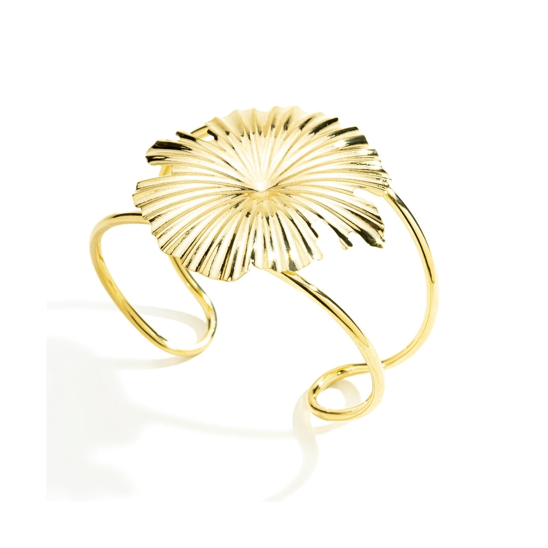 Bracelete Fio Duplo com Chapa Orgânica Banhado a Ouro 18K