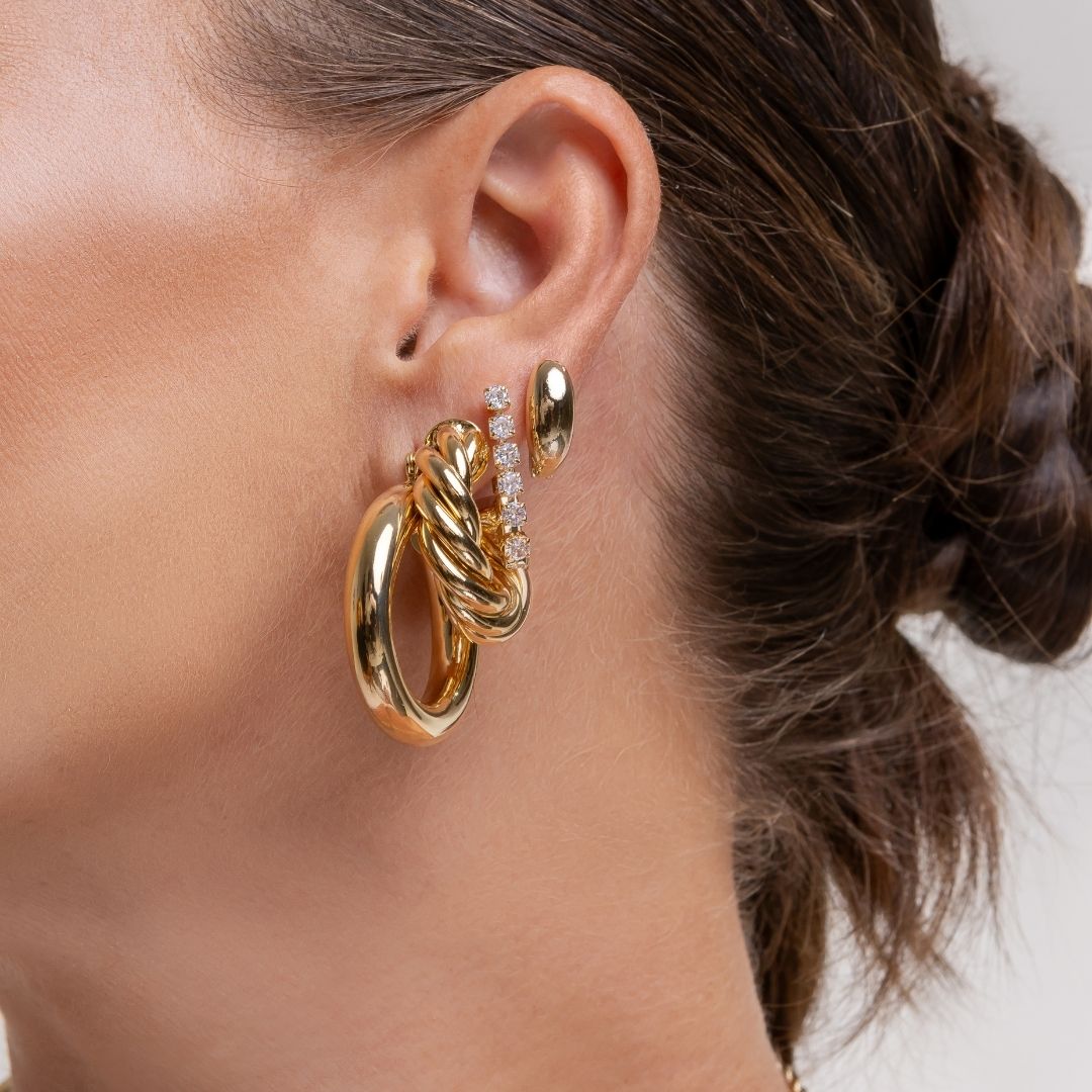 Brinco Argola Tubular Click Banhado a Ouro 18k