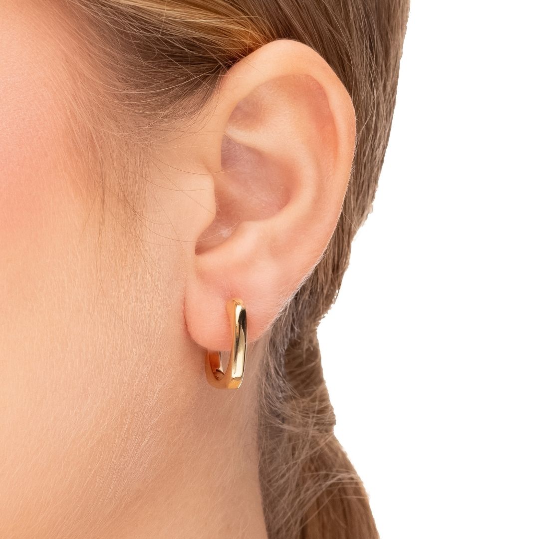 Brinco Argola Quadrada Banhado a ouro 18k