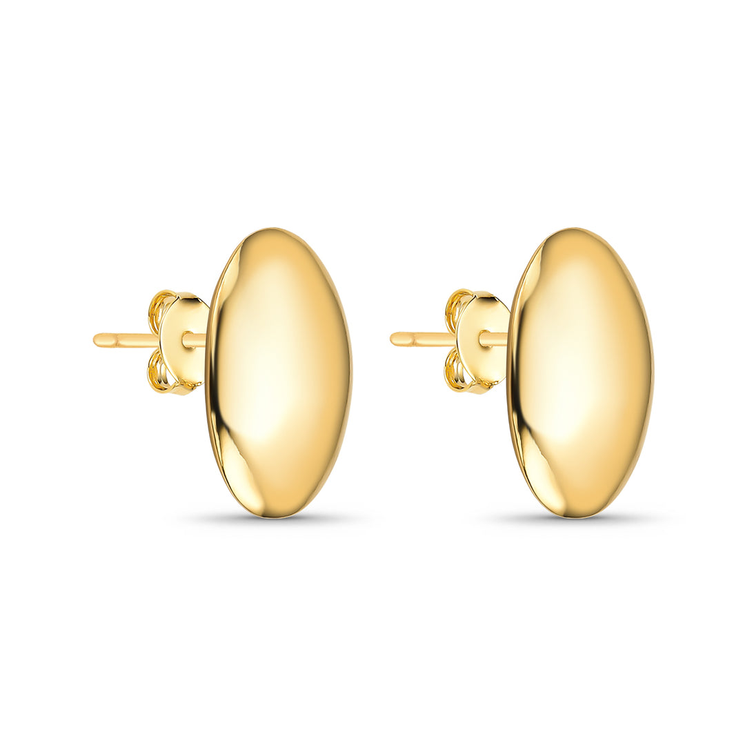 Brinco Oval Liso Banhado A Ouro 18K