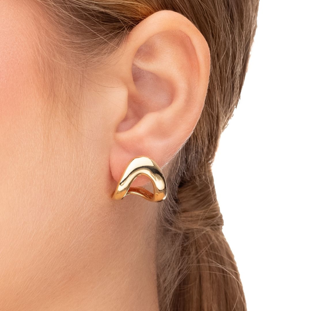 Brinco Redondo Vasado G Banhado A Ouro 18K