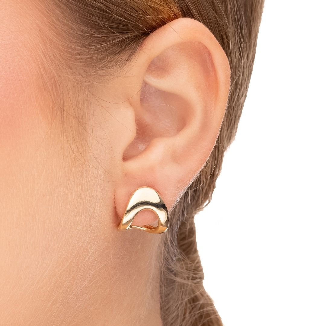 Brinco Redondo Vasado P Banhado A Ouro 18K
