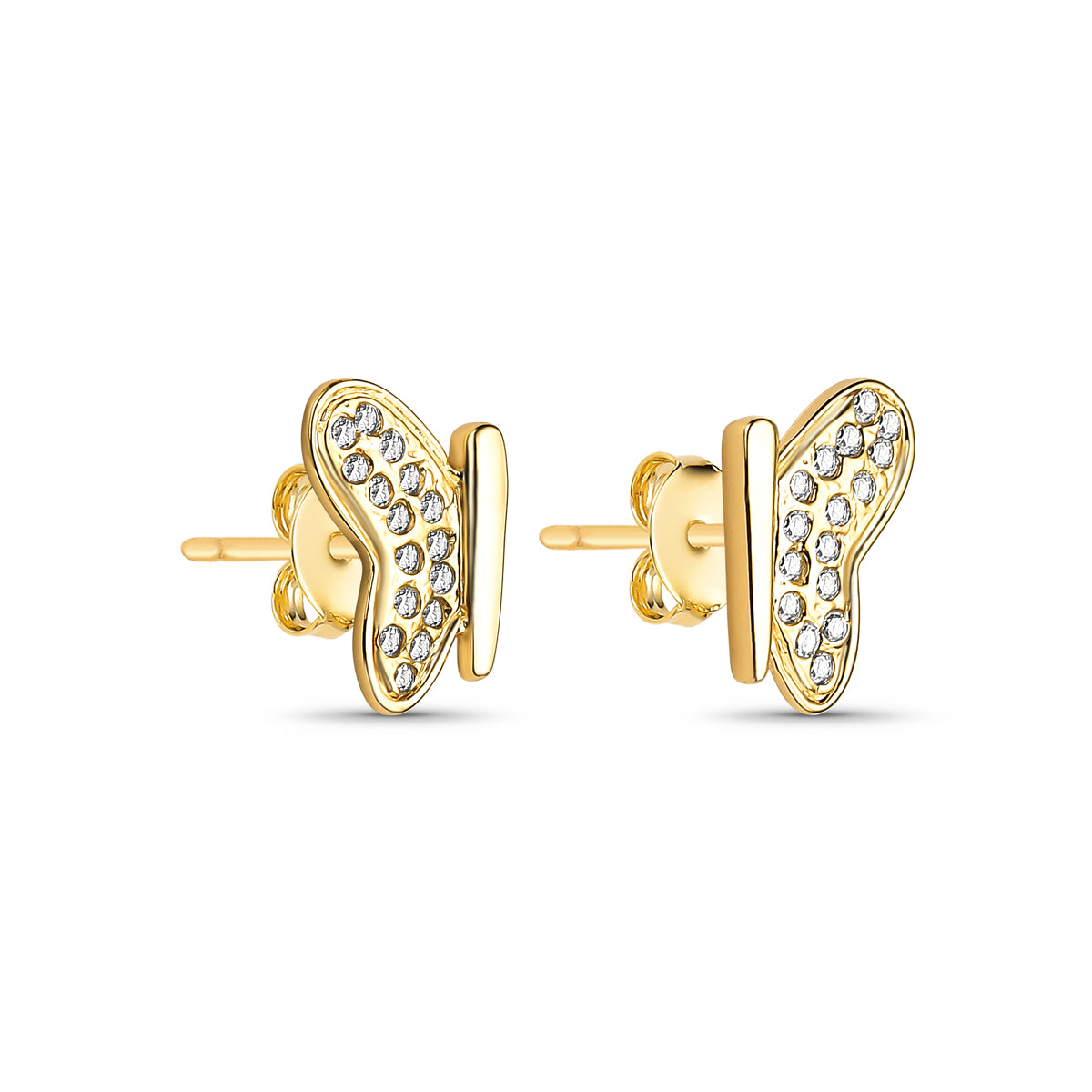 Brinco Borboleta Cravejado Banhado a Ouro 18K
