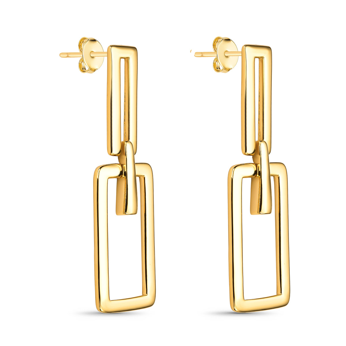 Brinco Elo Quadrado Banhado a Ouro 18K
