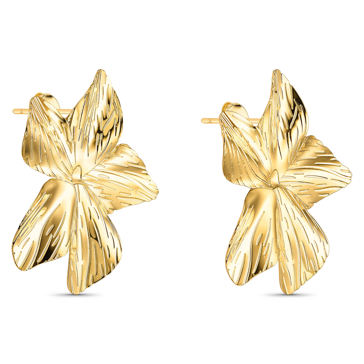 Brinco Chapa Flor Delicada Banhado a Ouro 18K