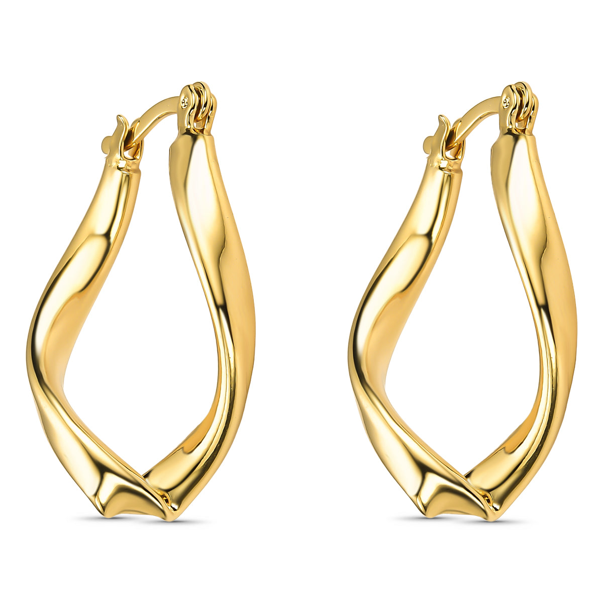 Brinco Argola Tubo Amassado Banhado a Ouro 18K