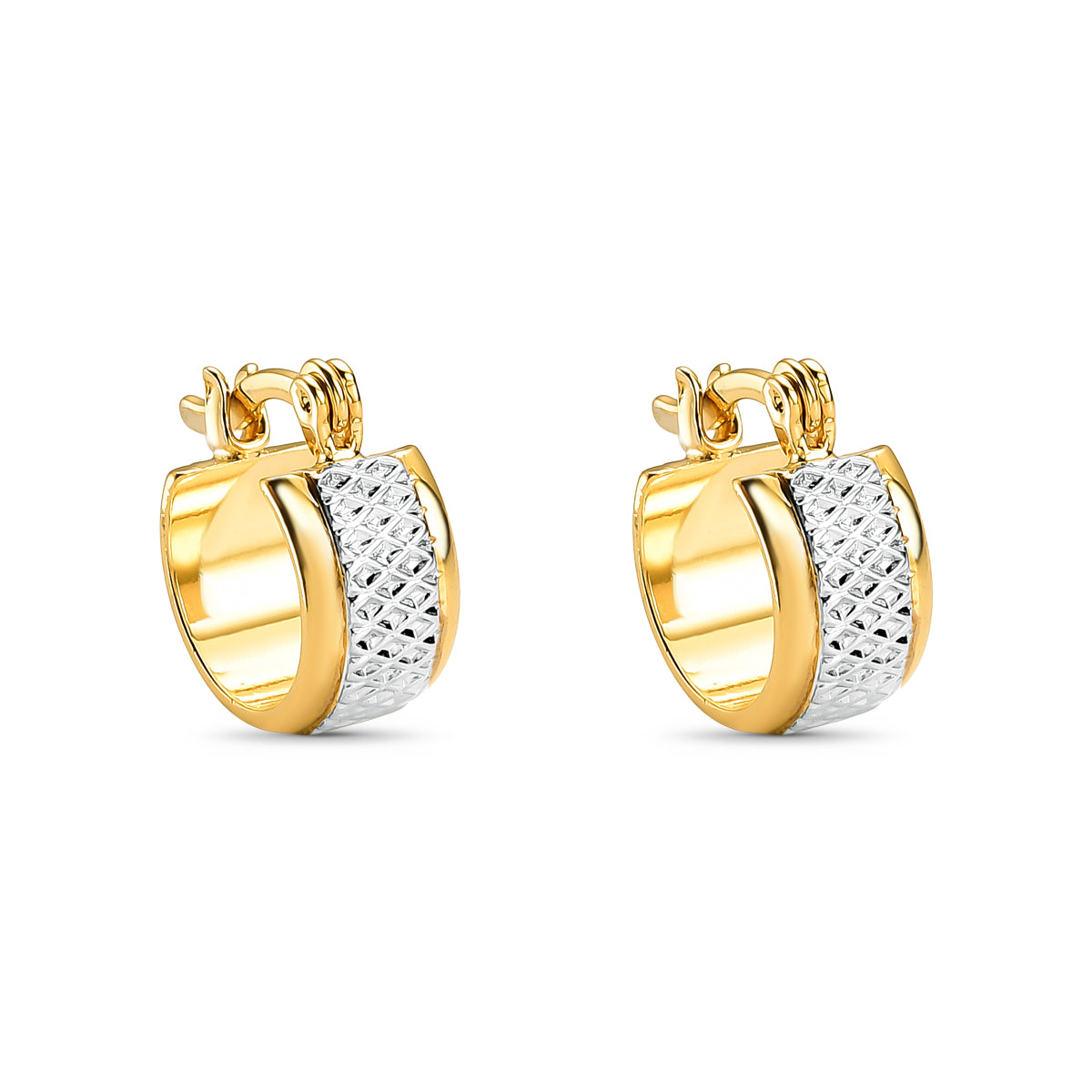Brinco Argola Texturizado Dois Banhos Banhado a Ouro 18K