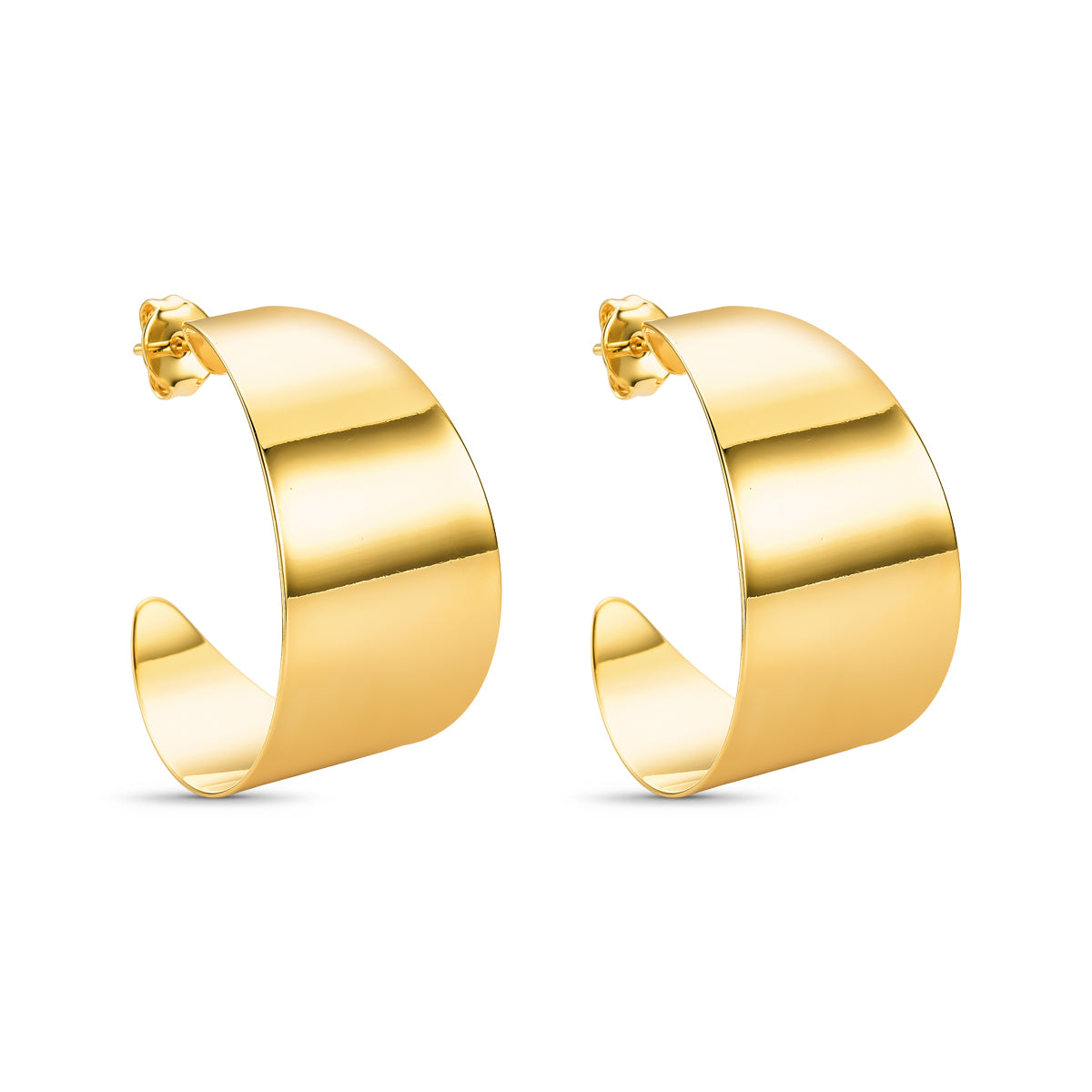 Brinco Argola Chapa Lisa Banhado a Ouro 18K