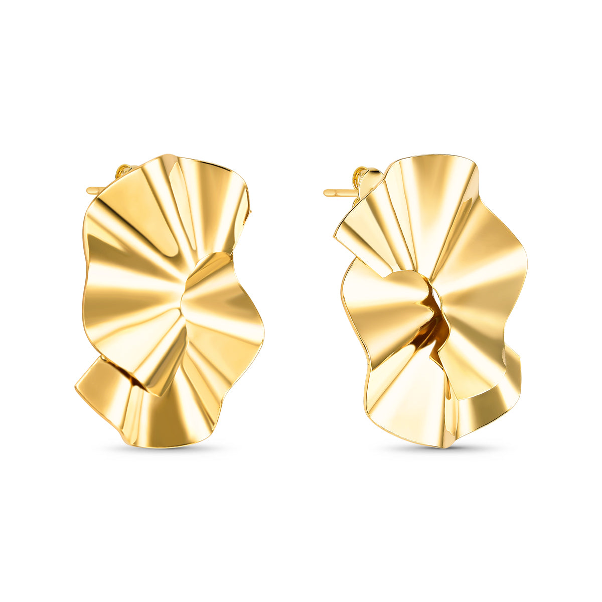 Brinco Chapa Plissada Banhado a Ouro 18K