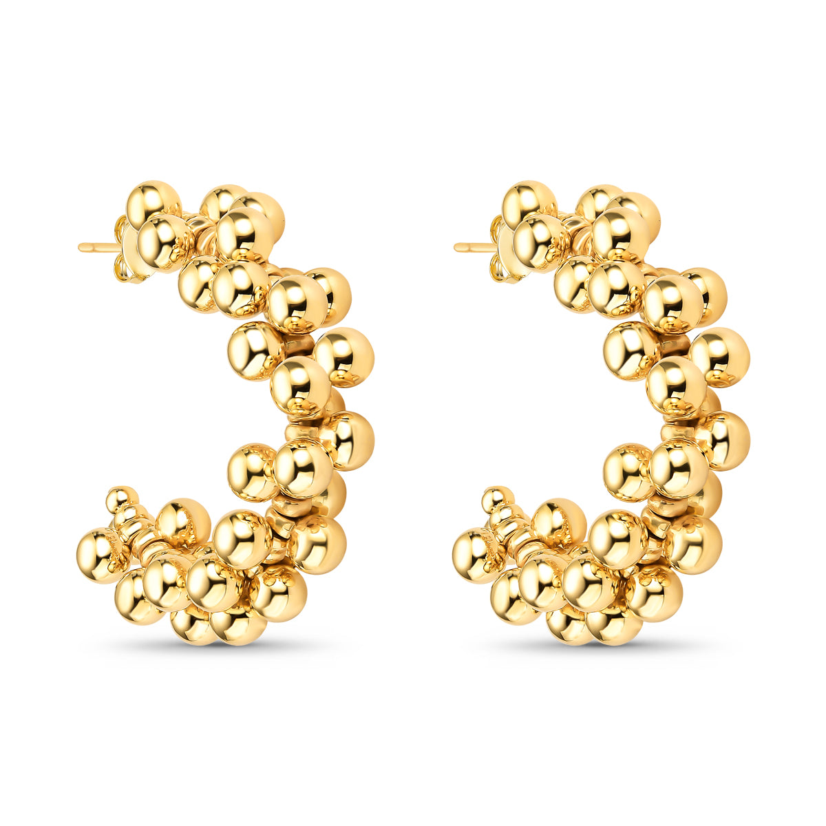 Brinco Argola Mini com Esferas Banhado a Ouro 18K
