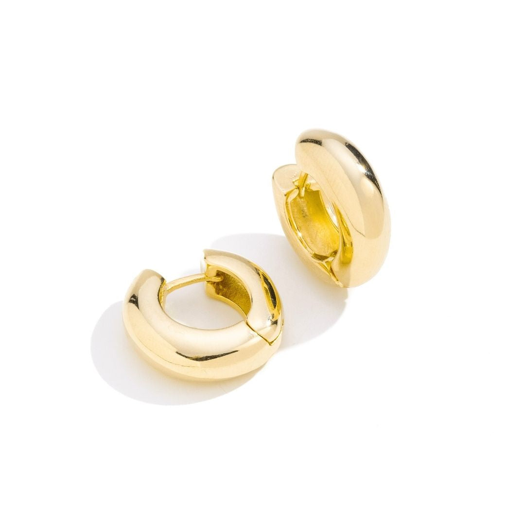 Brinco Argola Tubo Puffer Click Banhado a Ouro 18K