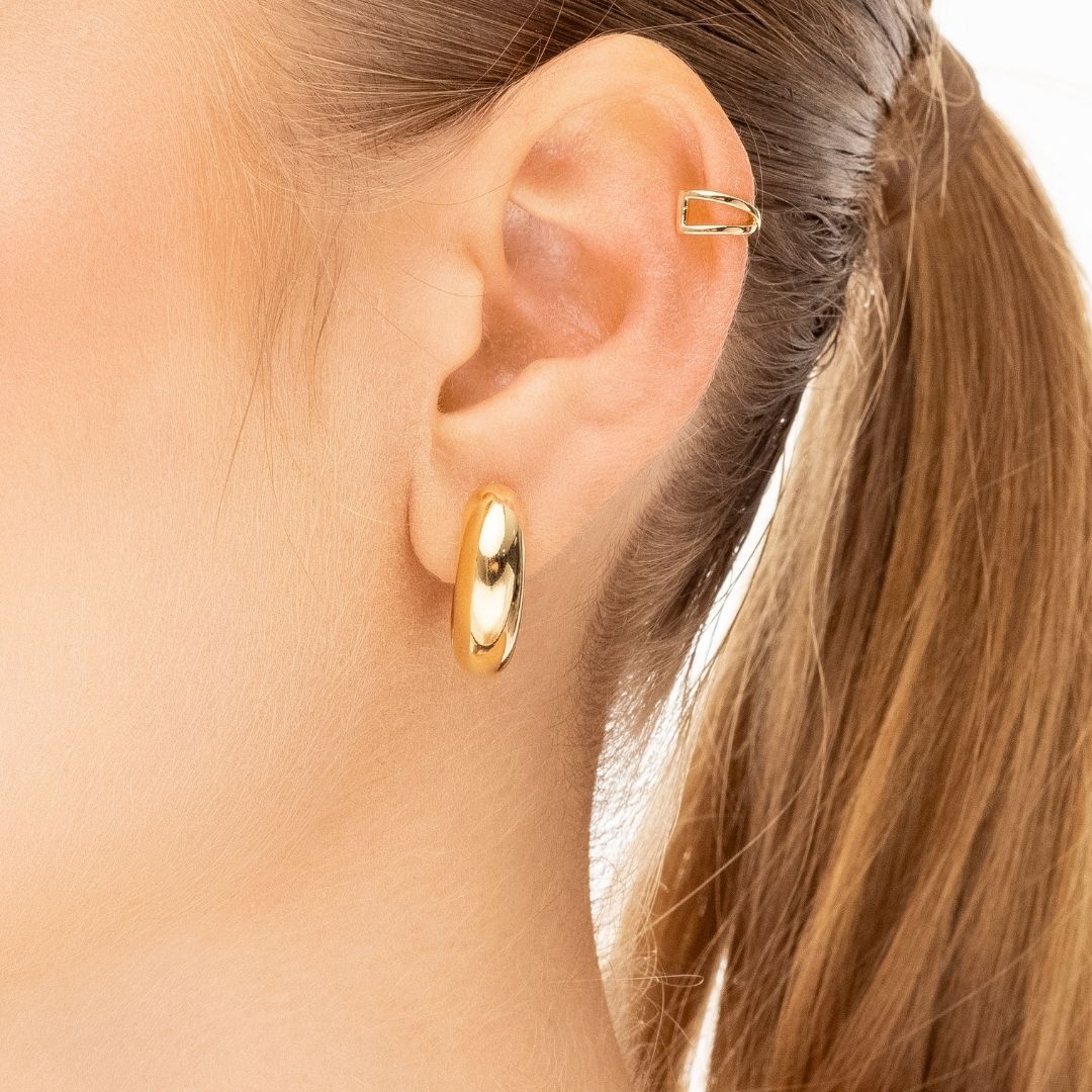 Piercing Fio Cruzado Banhado a Ouro 18K