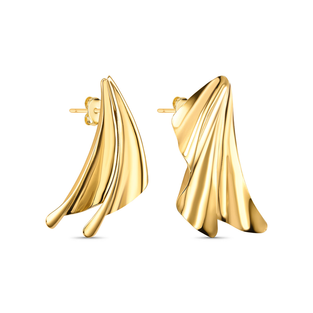 Brinco Asa Ondulada Banhado a Ouro 18K