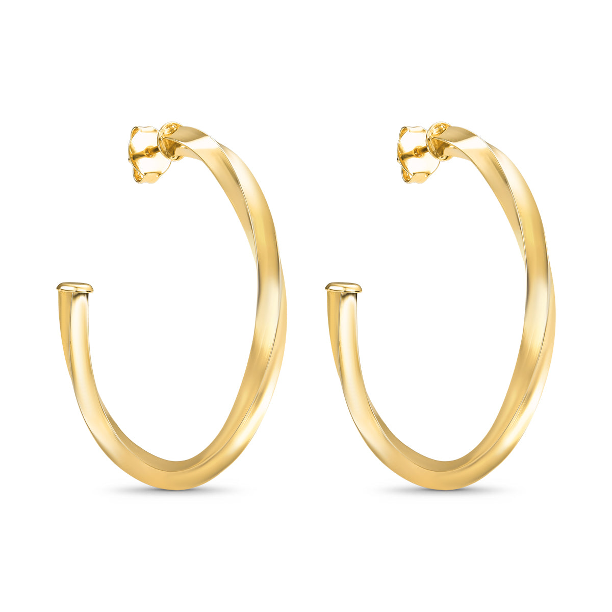 Brinco Argola Tubo Quadrado Banhado a Ouro 18K