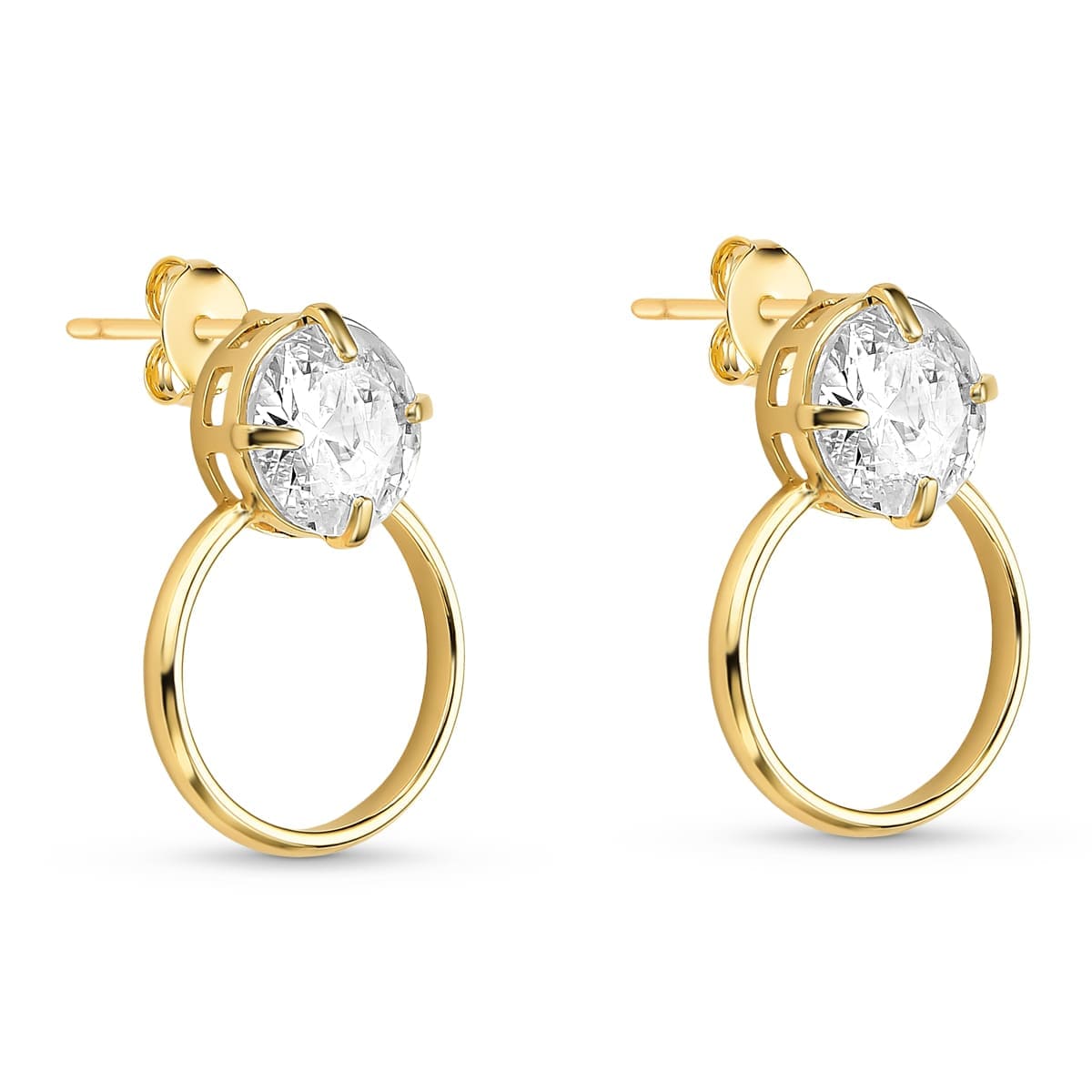 Brinco Anel com Zircônia Banhado a Ouro 18k - Mafê Acessórios