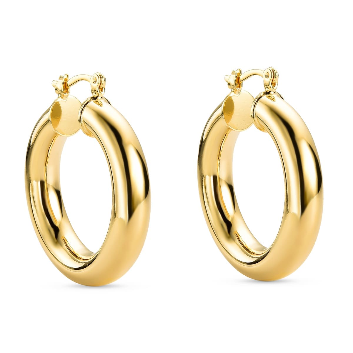 Brinco Argola Tubular Click Banhado a Ouro 18k - Mafê Acessórios