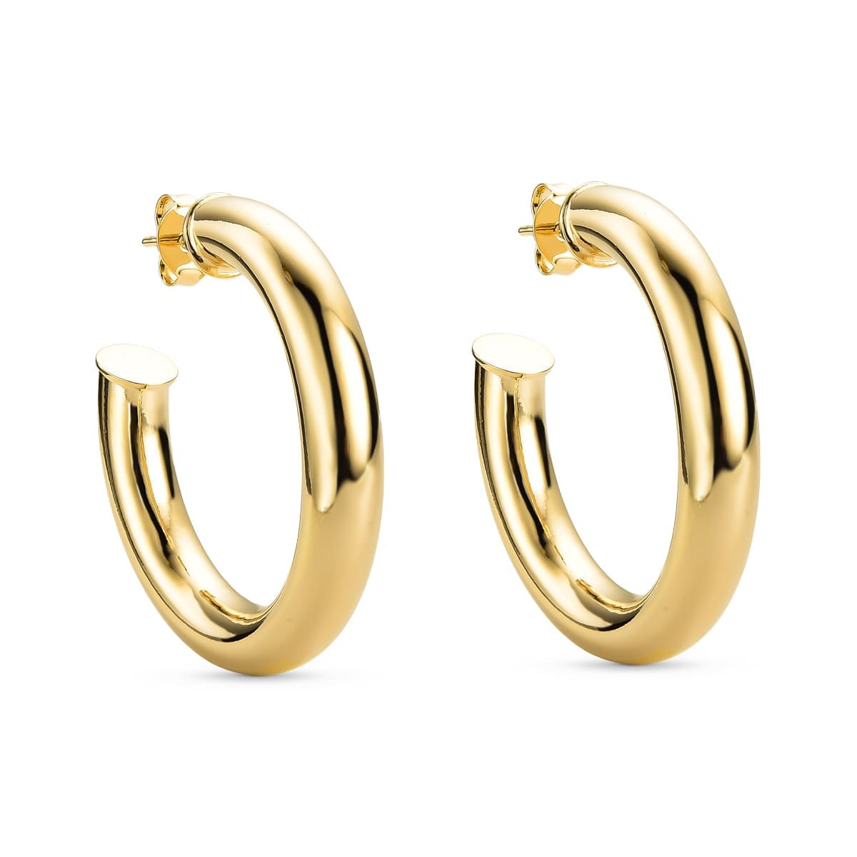Brinco Argola Tubular Grossa Banhado a Ouro 18k - Mafê Acessórios