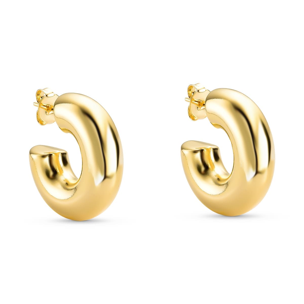 Brinco Argola Tubular Pequena Banhado a Ouro 18k - Mafê Acessórios