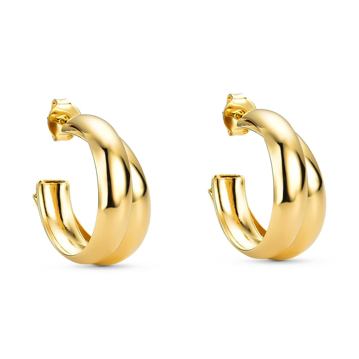 Brinco Dupla Argola Entrelaçada Banhado a Ouro 18k - Mafê Acessórios
