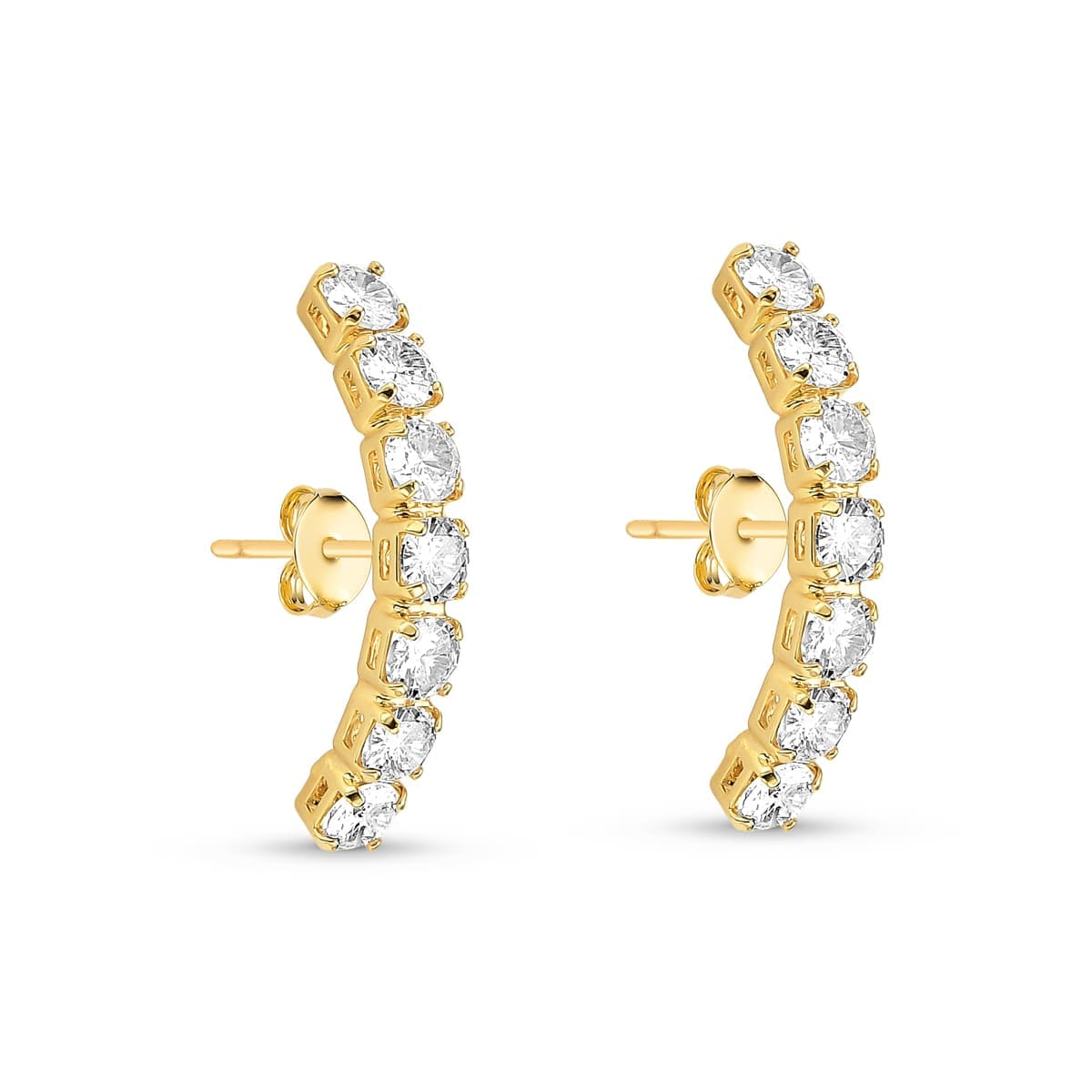 Brinco Ear Hook Com Zircônia Cristal Banhado a Ouro 18k - Mafê Acessórios