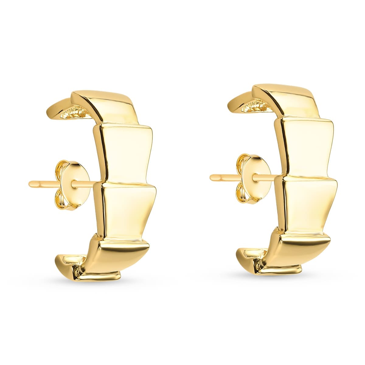 Brinco Ear Hook Triangulos Lisos Banhado a Ouro 18k - Mafê Acessórios