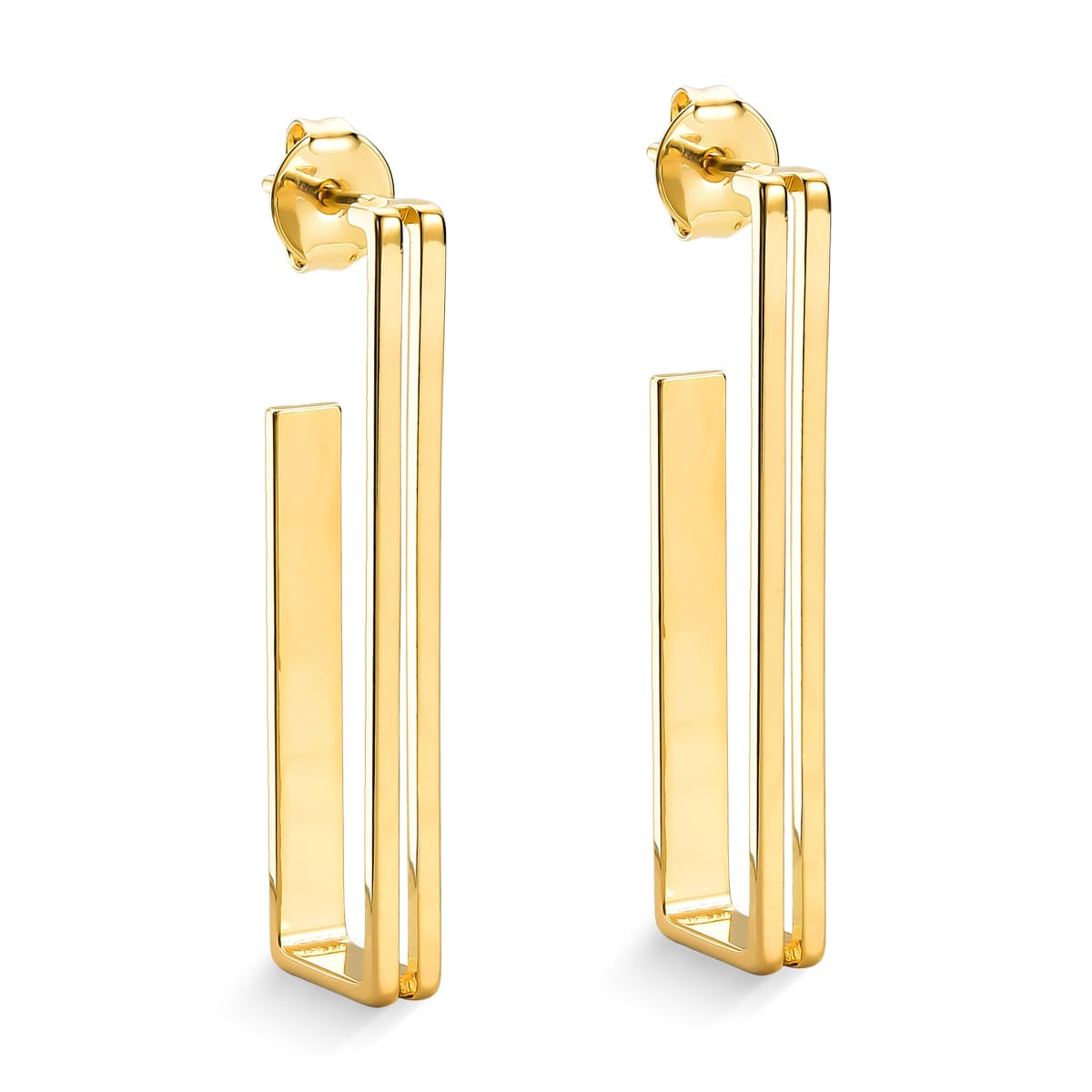 Brinco Retangular Banhado a Ouro 18K - Mafê Acessórios