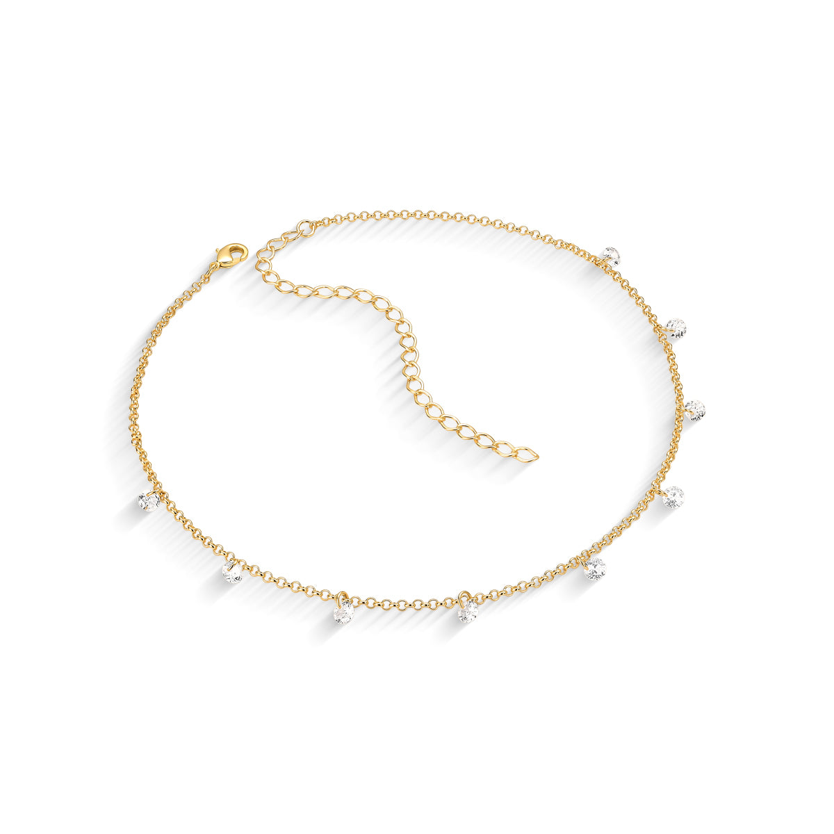 Colar Cristais Banhada a Ouro 18k