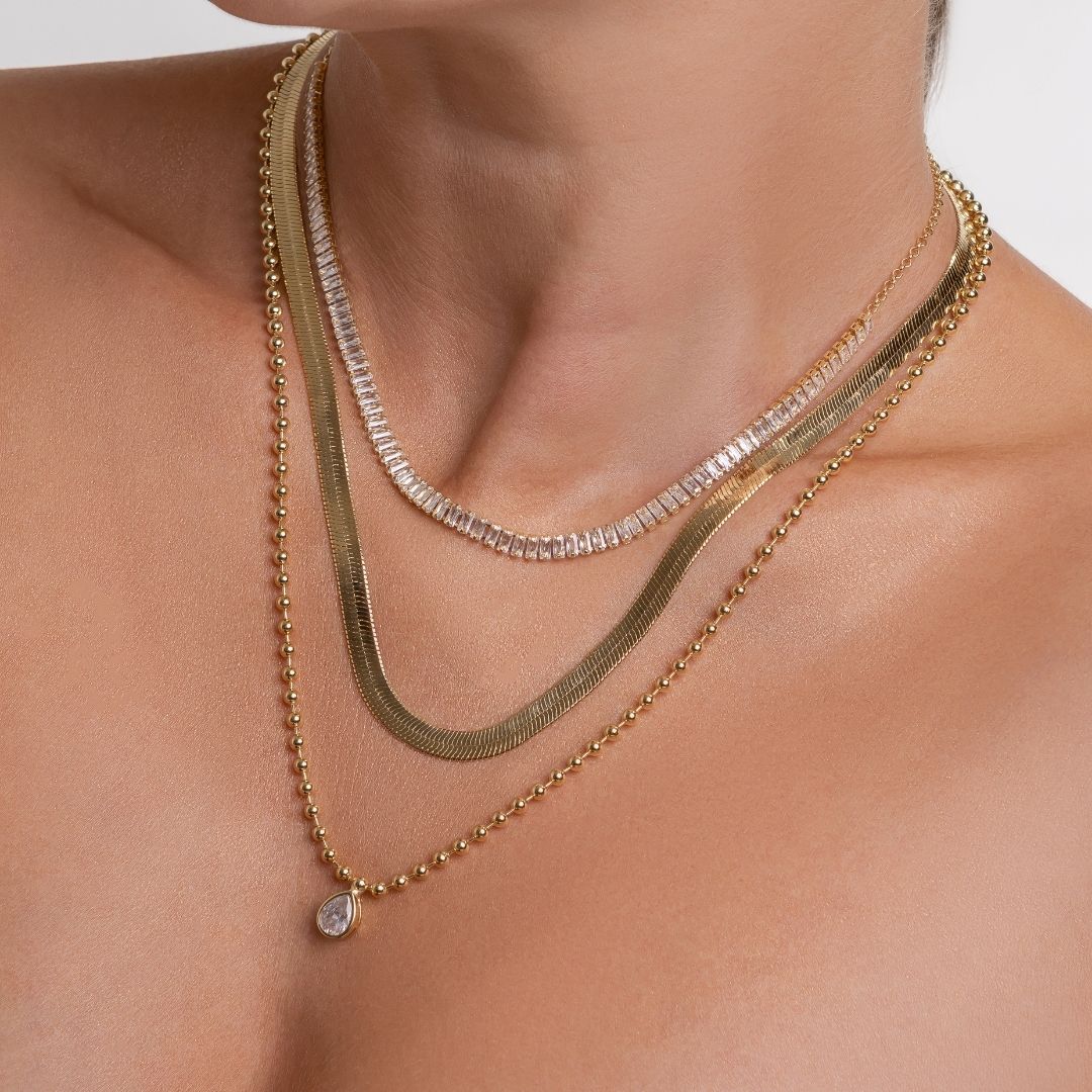 Colar Riviera Fita Banhada a Ouro 18k
