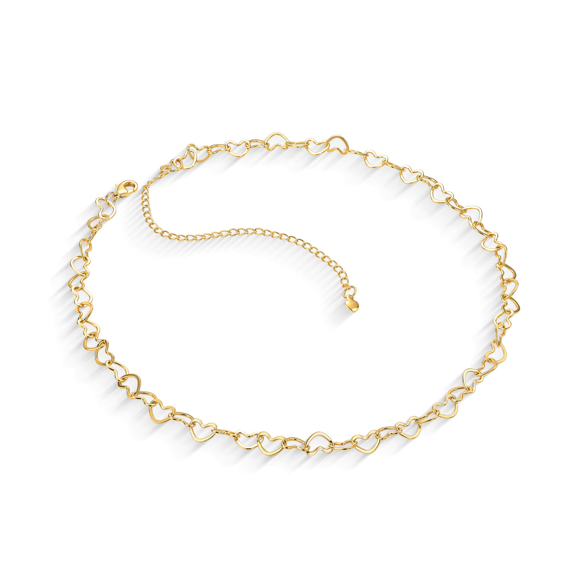 Colar Elo De Corações Banhada a Ouro 18K