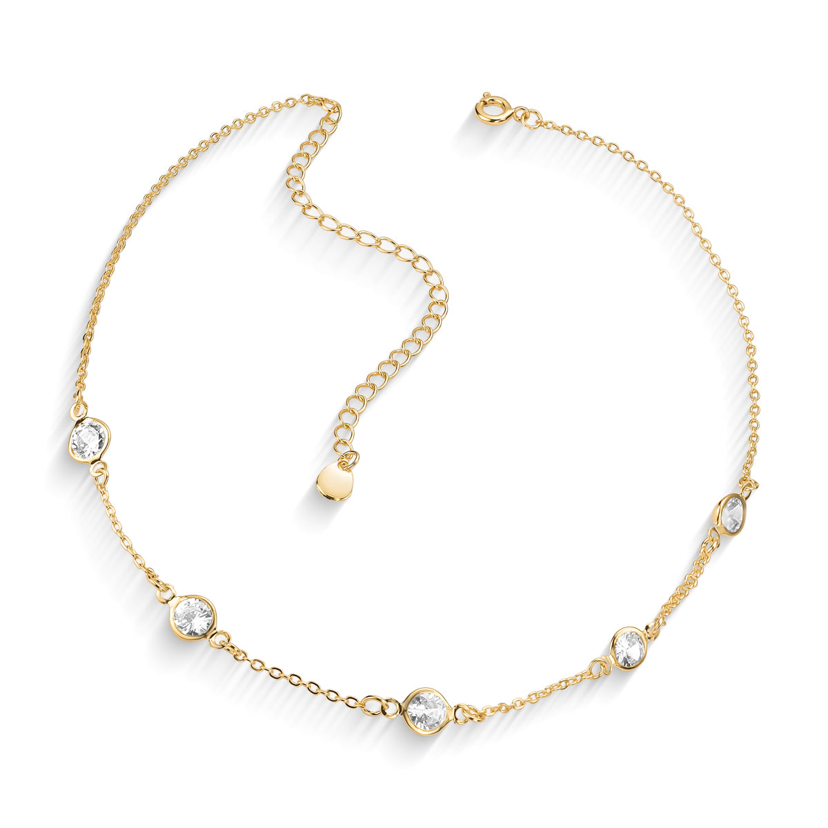 Colar Zircônias Cristais Banhada a Ouro 18K