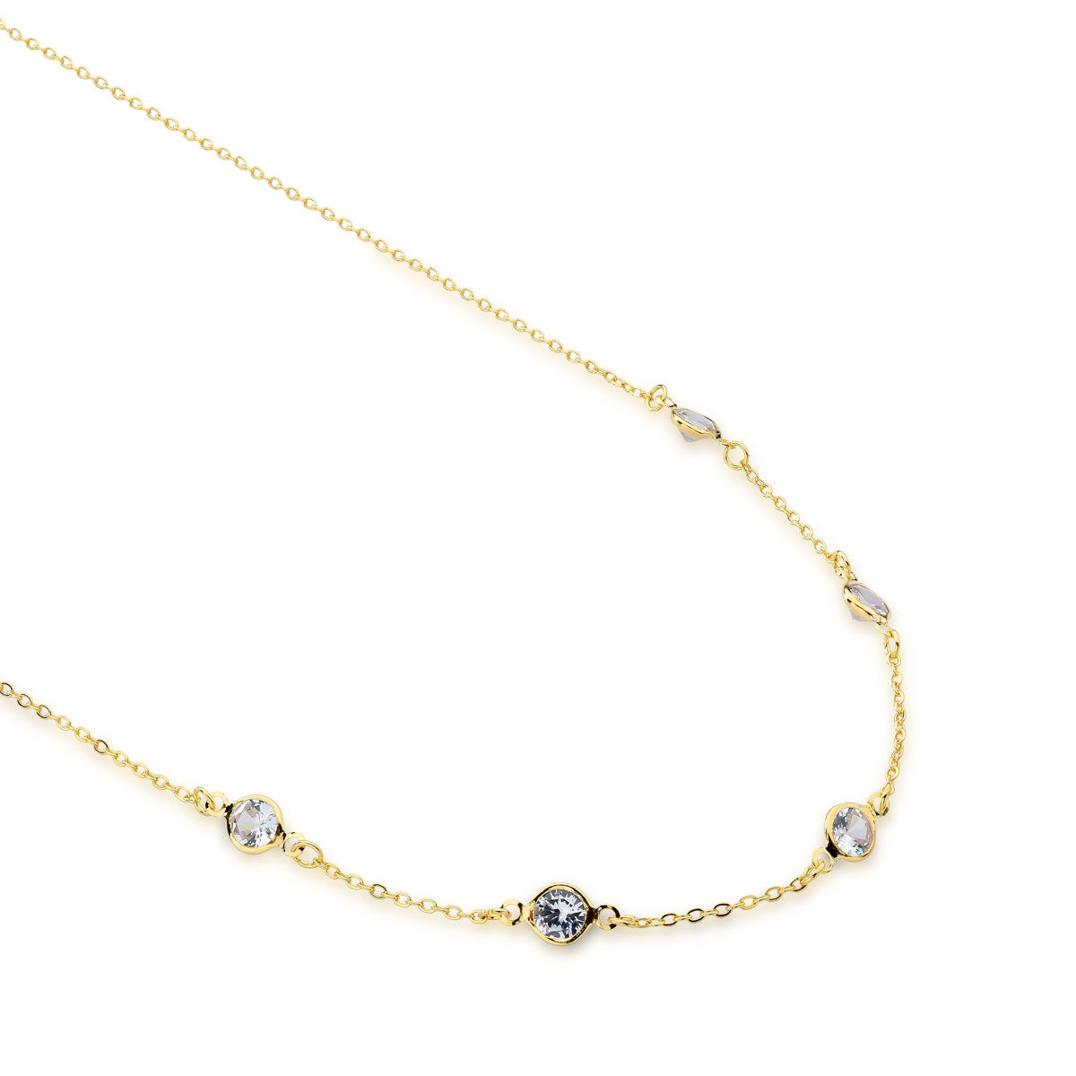 Colar Zircônias Cristais Banhada a Ouro 18K