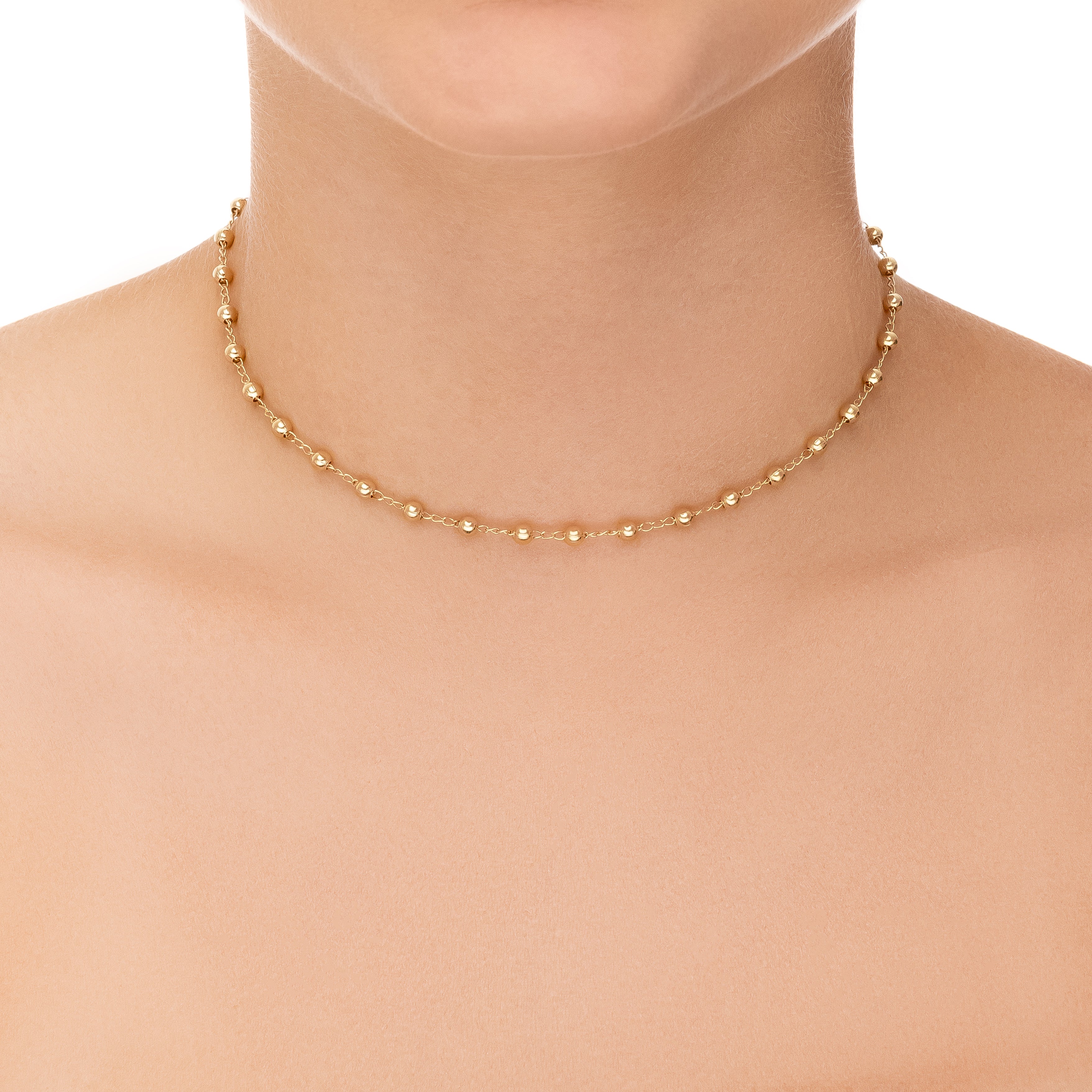 Colar Corrente Bolinha Banhada a Ouro 18k