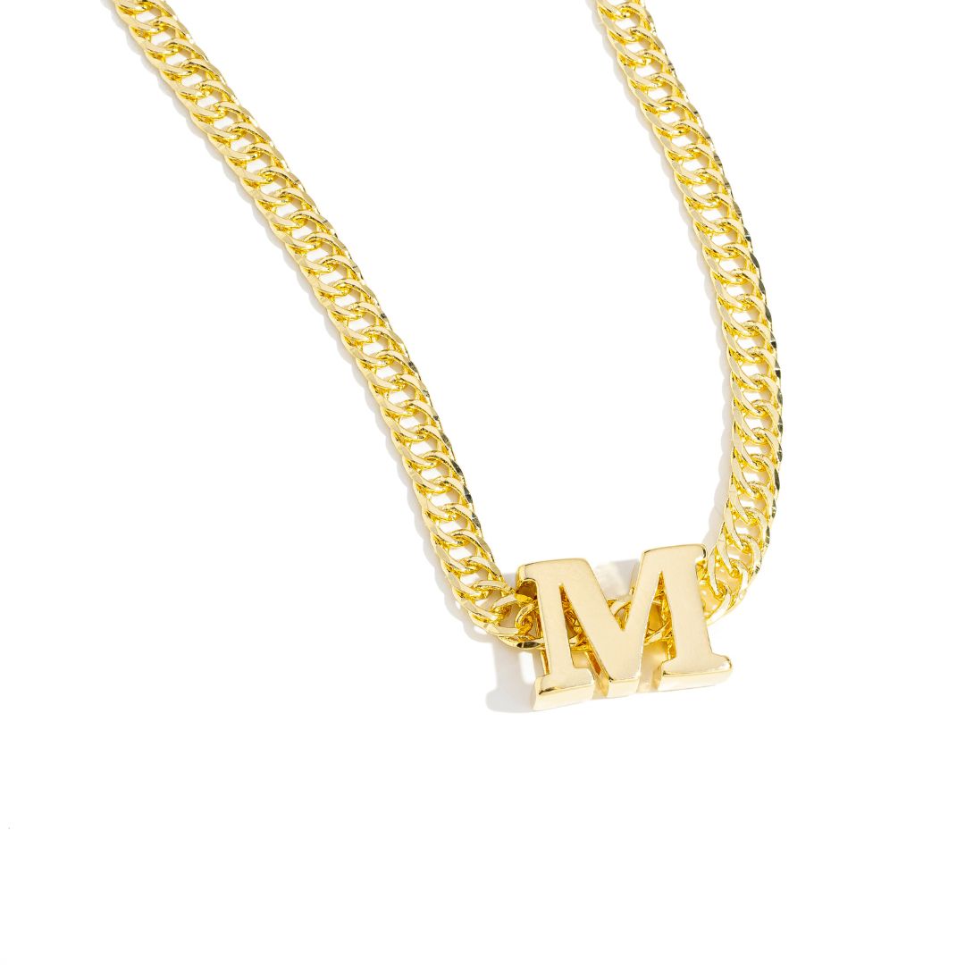 Colar Choker Grume 1x1 Pingente De Letras Banhado a Ouro 18K