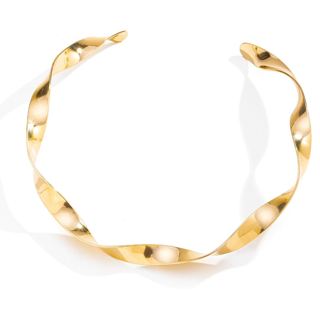 Choker Chapa Torcida 10mm Banhada a Ouro 18K