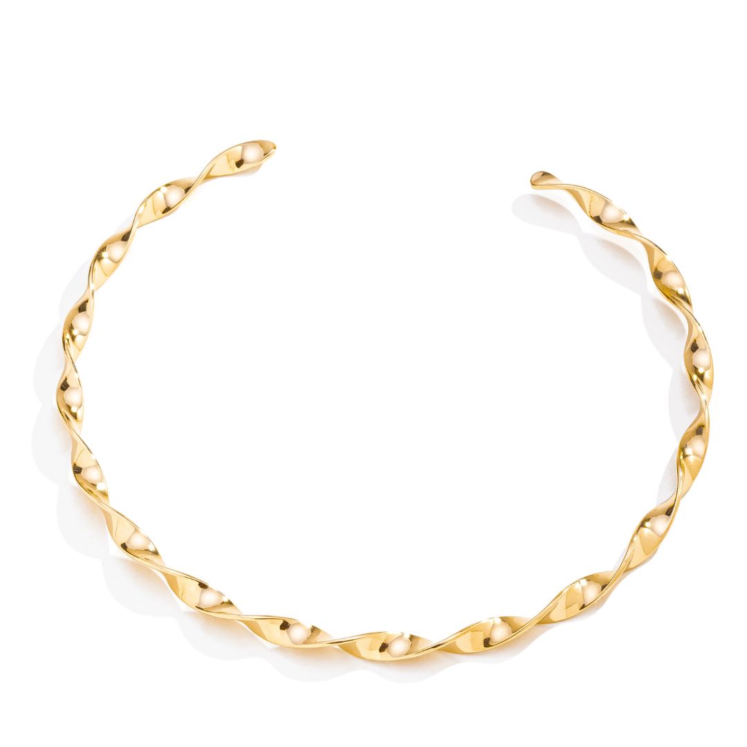 Choker Chapa Torcida 5mm Banhada a Ouro 18K