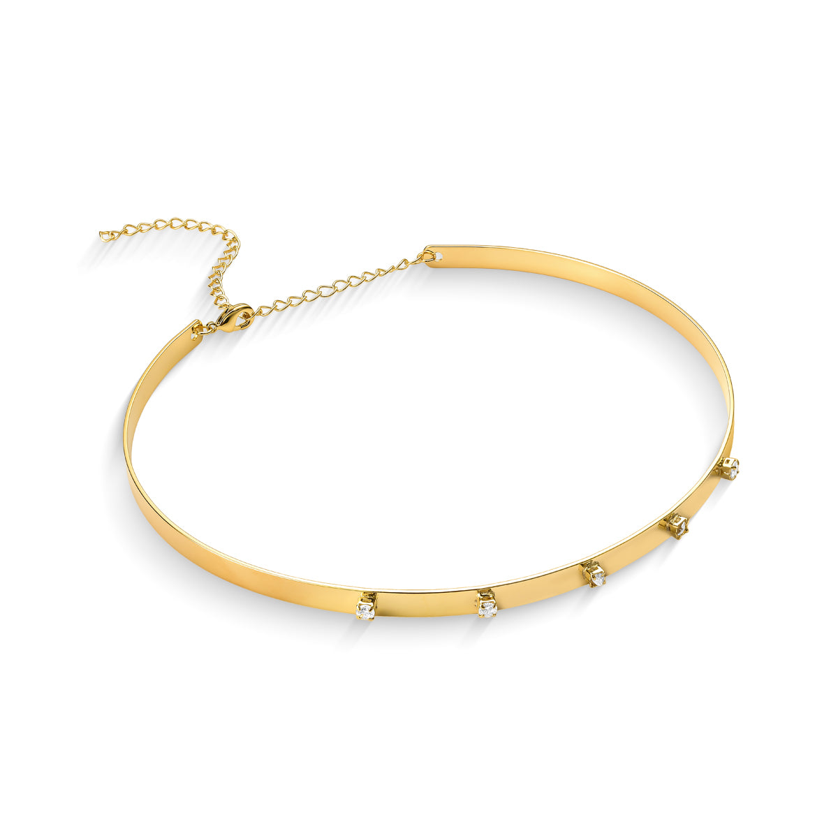 Colar Choker Mia com Pedras Banhado a Ouro 18K