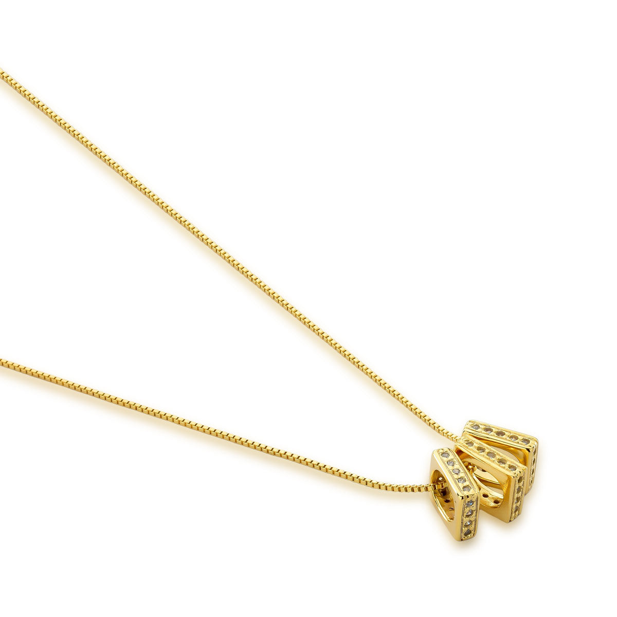 Colar Três Quadrados Delicado Banhado a Ouro 18K